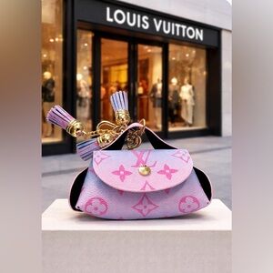 Pink Monogram Key Pouch/key chain- stamped on clasps- FULL INCLUSION- New